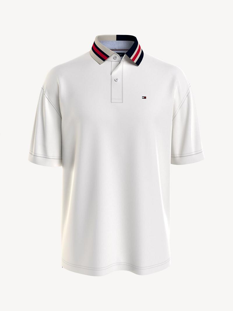 Férfi Tommy Hilfiger Essential oversized fit Polos Fehér | HU 1074TCE